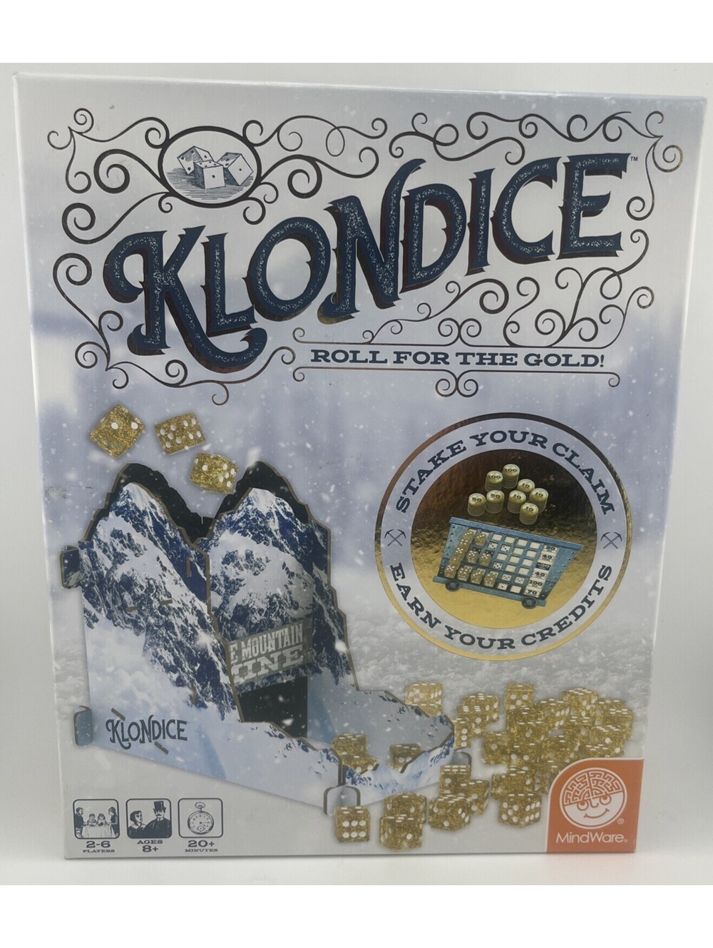 MindWare Klondice Board Game Roll For Gold Strategy Dice Complete Open Box KL299